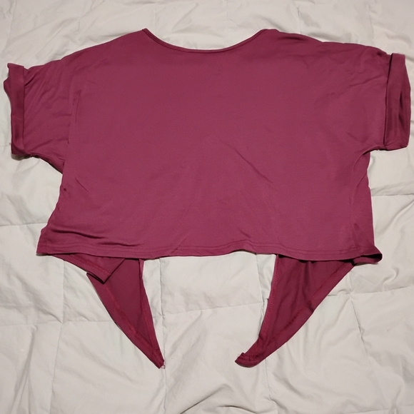 Stylish Plum Short Sleeve Crop Top - Picture 1 of 6